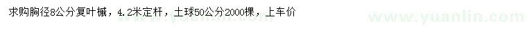 求購(gòu)胸徑8公分復(fù)葉槭