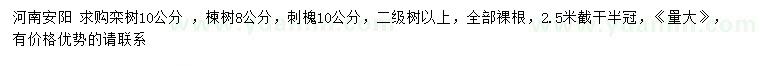 求購欒樹、楝樹、刺槐