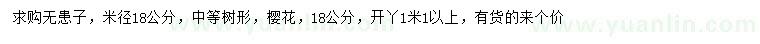 求購米徑18公分無患子、櫻花
