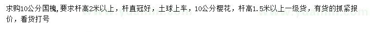 求購10公分國槐、櫻花