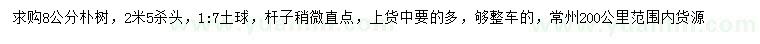 求購8公分樸樹