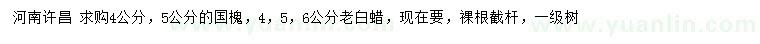 求購4、5公分國槐、4、5、6公分老白蠟