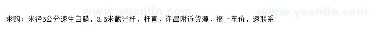 求購米徑5公分速生白臘