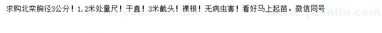 求購1.2米處量胸徑3公分北欒