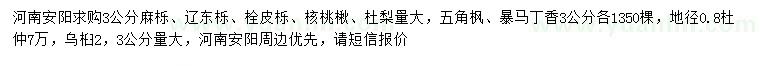求購麻櫟、遼東櫟、栓皮櫟等