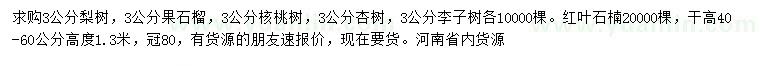 求購(gòu)梨樹(shù)、果石榴、核桃樹(shù)等