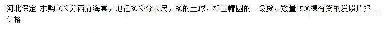 求購地徑30公分量10公分西府海棠