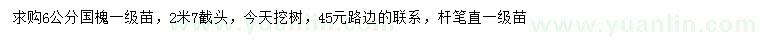 求購(gòu)6公分國(guó)槐