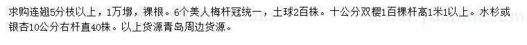 求購連翹、美人梅、雙櫻等