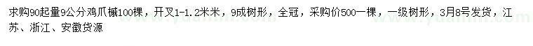 求購90起量9公分雞爪槭
