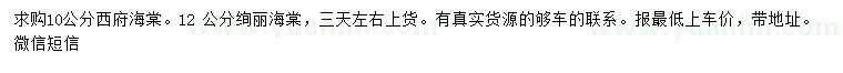 求購10公分西府海棠、12 公分絢麗海棠