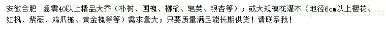 求購樸樹、國槐、榔榆等
