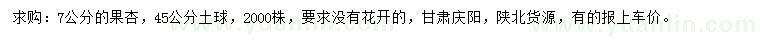 求購(gòu)7公分果杏