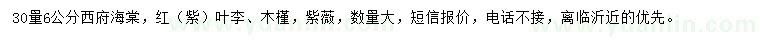 求購西府海棠、木槿、紫薇等