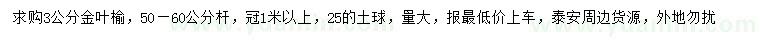 求購(gòu)3公分金葉榆