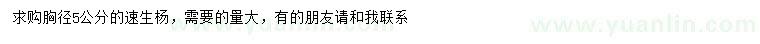 求購胸徑5公分速生楊