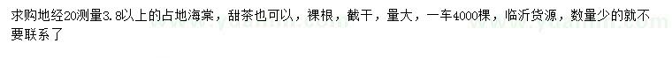 求購20量3..5公分以上占地海棠