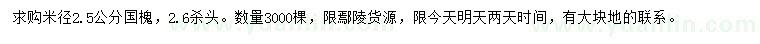 求購(gòu)米徑2.5公分國(guó)槐