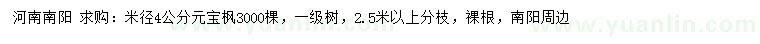 求購米徑4公分元寶楓