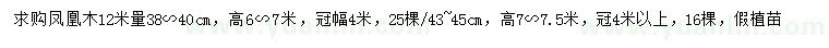 求購12米量38-40公分鳳凰木