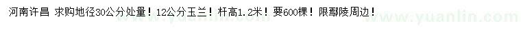 求購地徑30公分處量12公分玉蘭