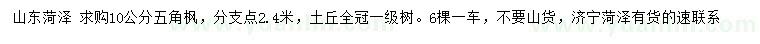 求購(gòu)10公分五角楓