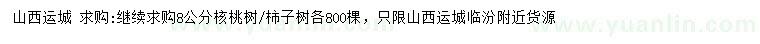 求購8公分核桃樹、柿子樹