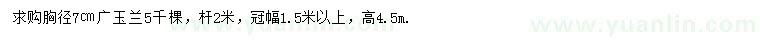 求購胸徑7公分廣玉蘭