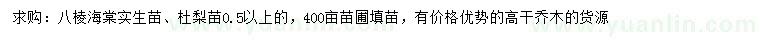 求購0.5公分以上八棱海棠、杜梨
