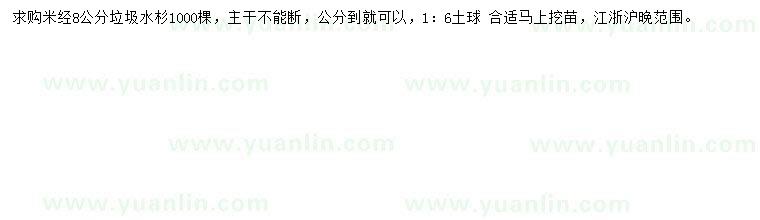 求購米徑8公分水杉