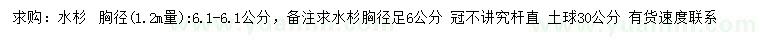求購胸徑1.2米量6公分水杉
