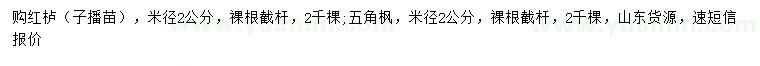 求購米徑2公分紅櫨、五角楓