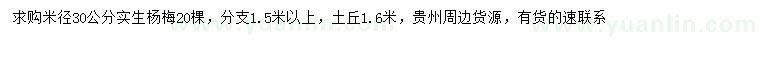 求購米徑30公分實(shí)生楊梅