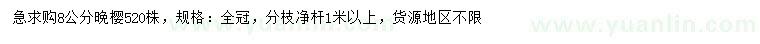 求購(gòu)8公分晚櫻