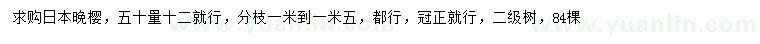 求購20量12公分日本晚櫻