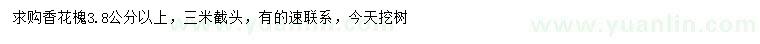 求購3.8公分以上香花槐