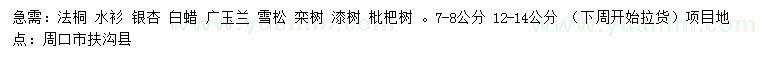 求購法桐、水衫、銀杏等