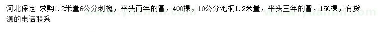 求購(gòu)1.2米量6公分刺槐、10公分泡桐
