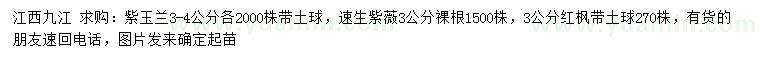 求購紫玉蘭、速生紫薇、紅楓