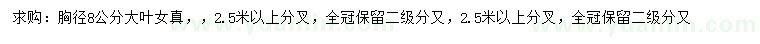 求購胸徑8公分大葉女貞