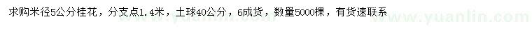 求購米徑5公分桂花