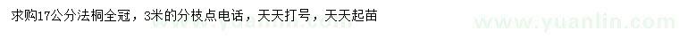 求購17公分法桐