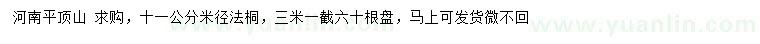 求購米徑11公分法桐