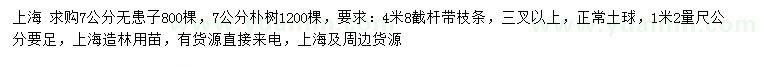 求購1.2量7公分無患子、樸樹