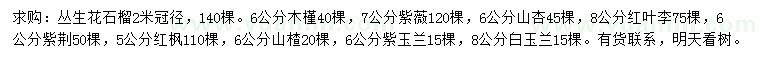求購叢生花石榴、木槿、紫薇等