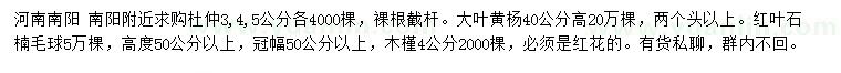 求購(gòu)杜仲、大葉黃楊、紅葉石楠等