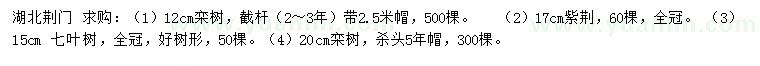 求購欒、紫荊、七葉樹