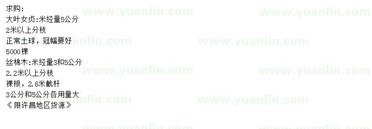 求購米徑5公分大葉女貞、3、5公分絲棉木