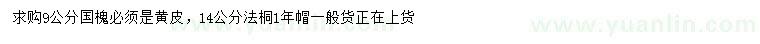求購9公分國槐、14公分法桐