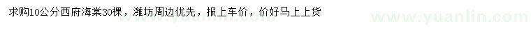 求購10公分西府海棠